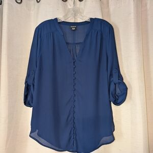 Torrid Blue Blouse with Button Accents